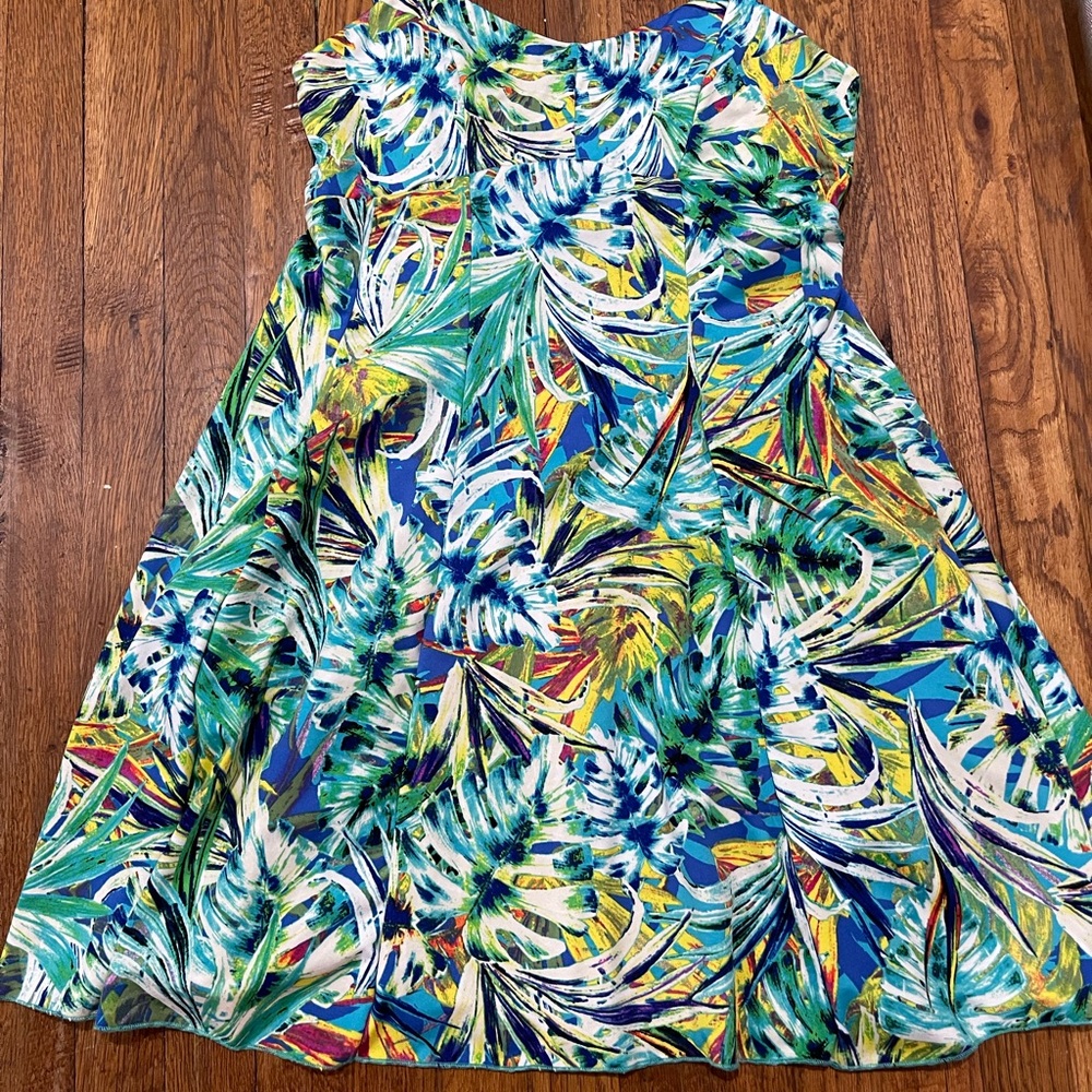 Peppermint Teal & Yellow Tropical Print Dress